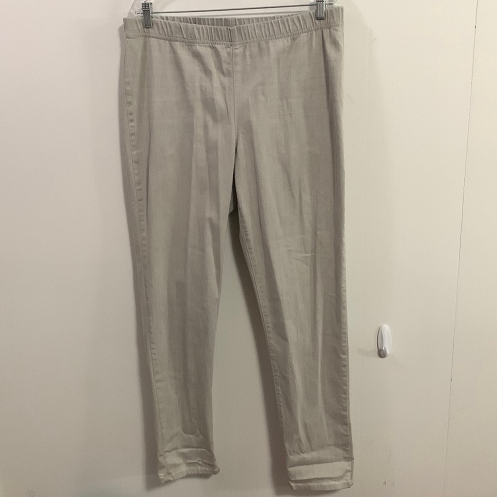 Eileen Fisher slacks straight leg Sz Large good condition elastic waist